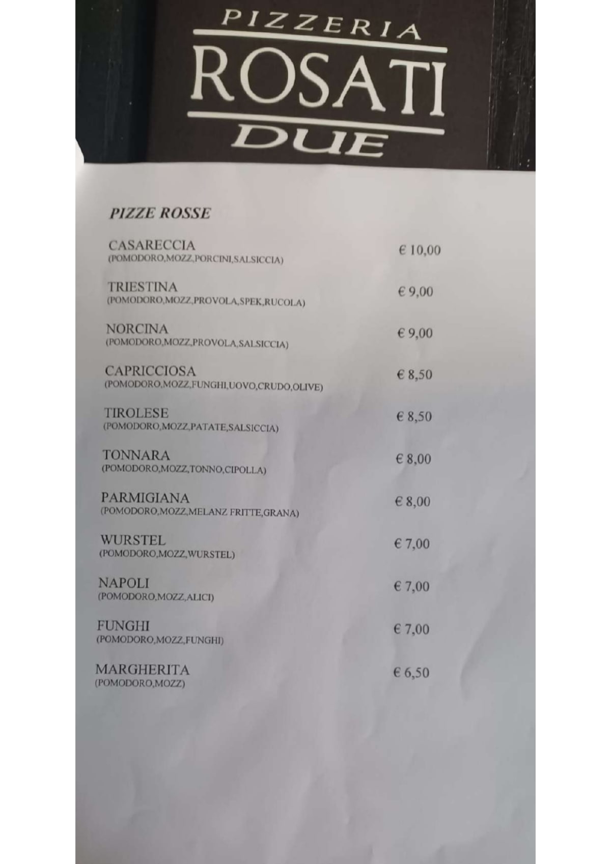 Rosati Due menu