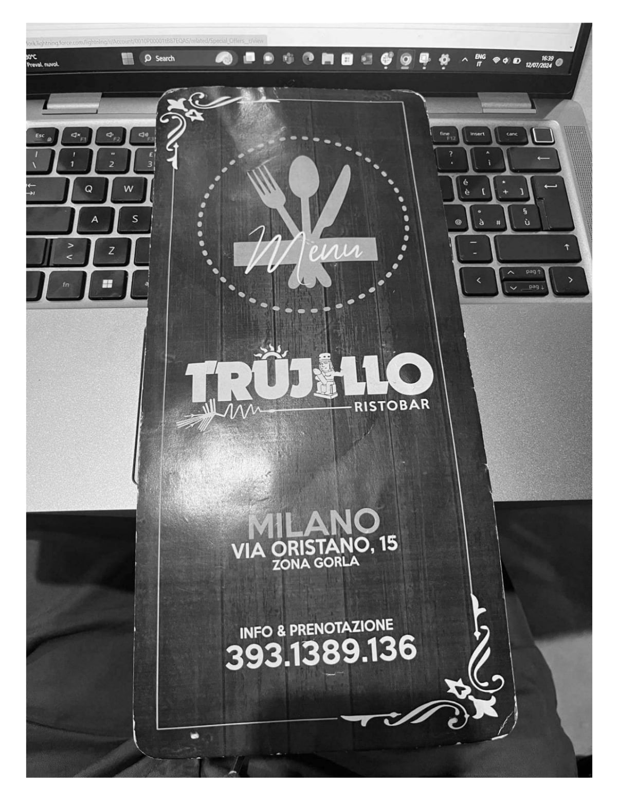 Trujillo Ristobar menu