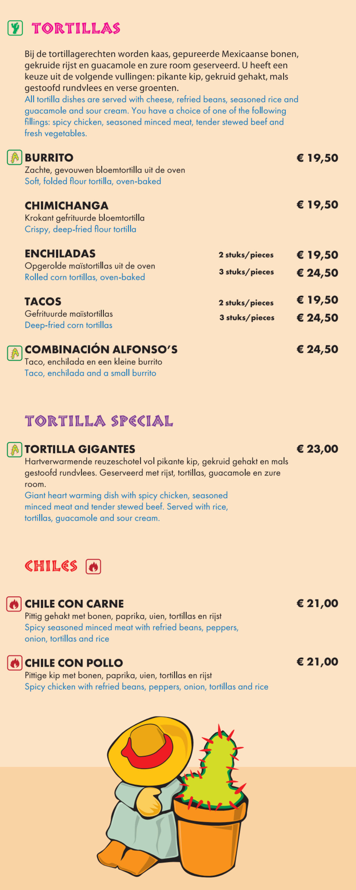 Alfonso's Mexican & Grill Restaurant menu