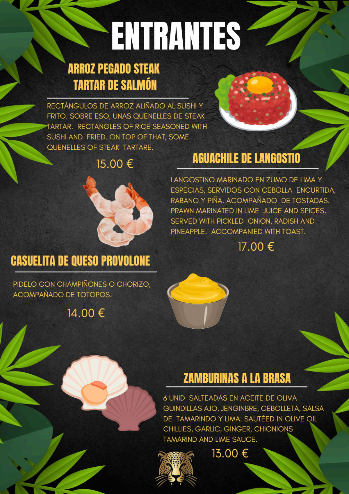 Pasiones Gastronomicas menu