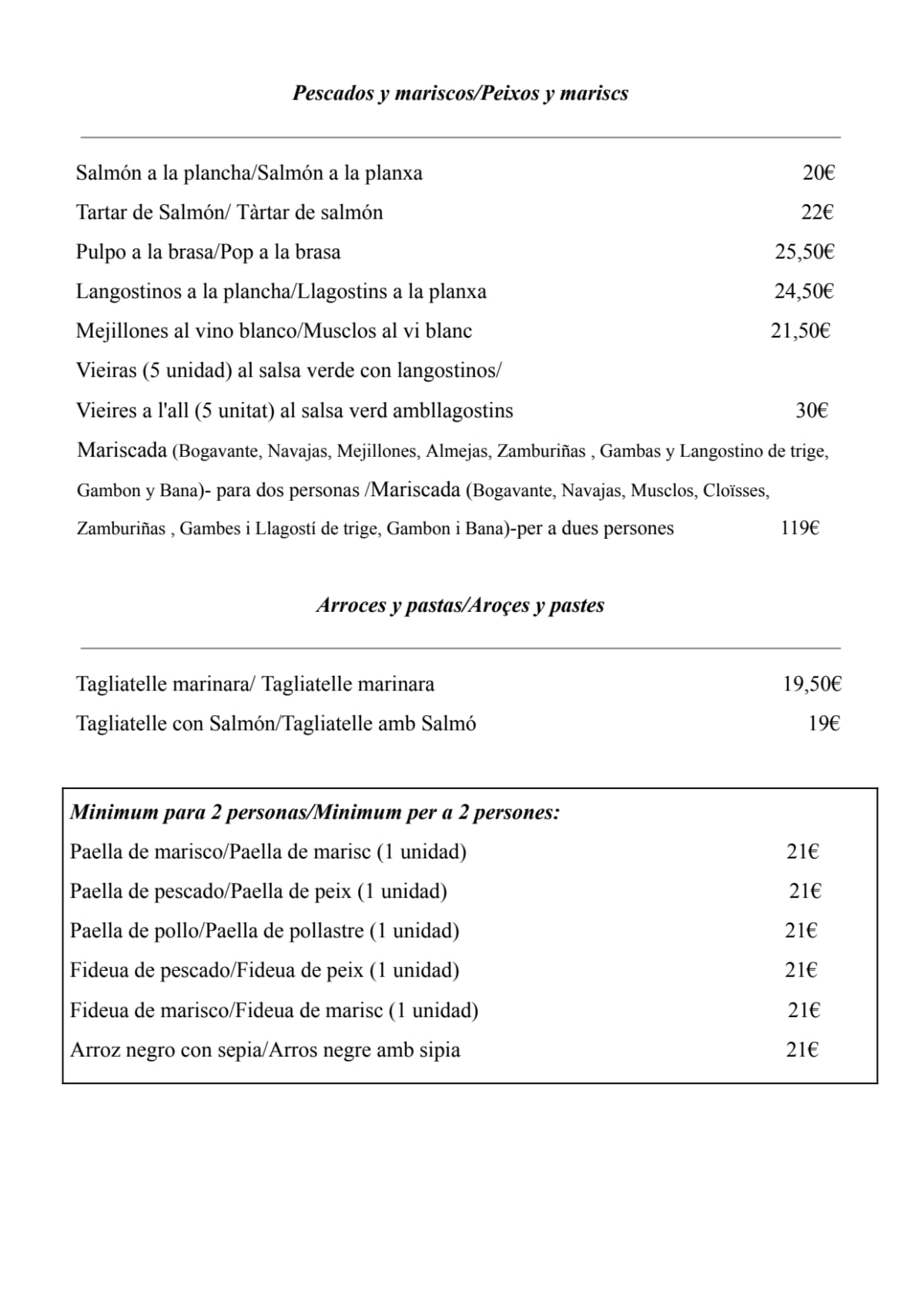 EdeNova menu