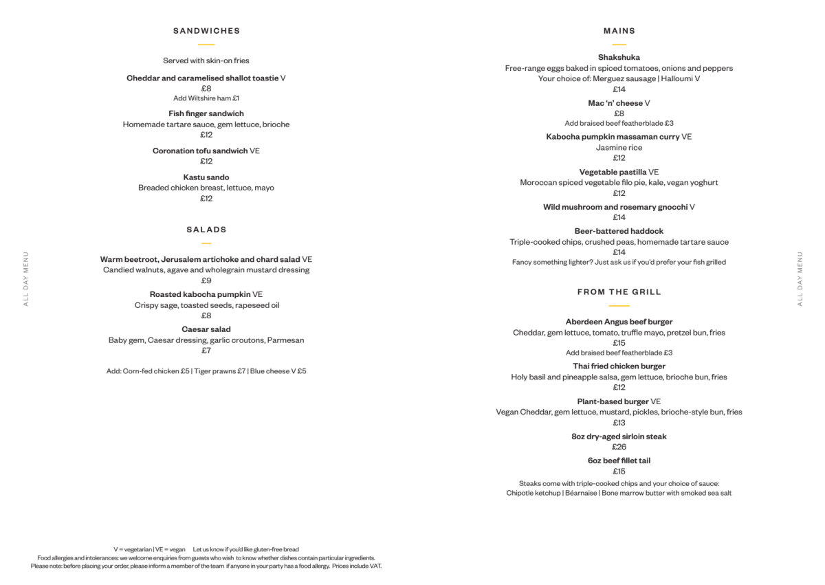 Menu 2023 - Le Café in Reading