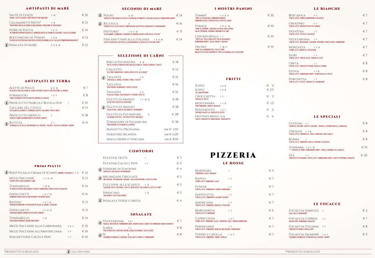 Civico51 menu