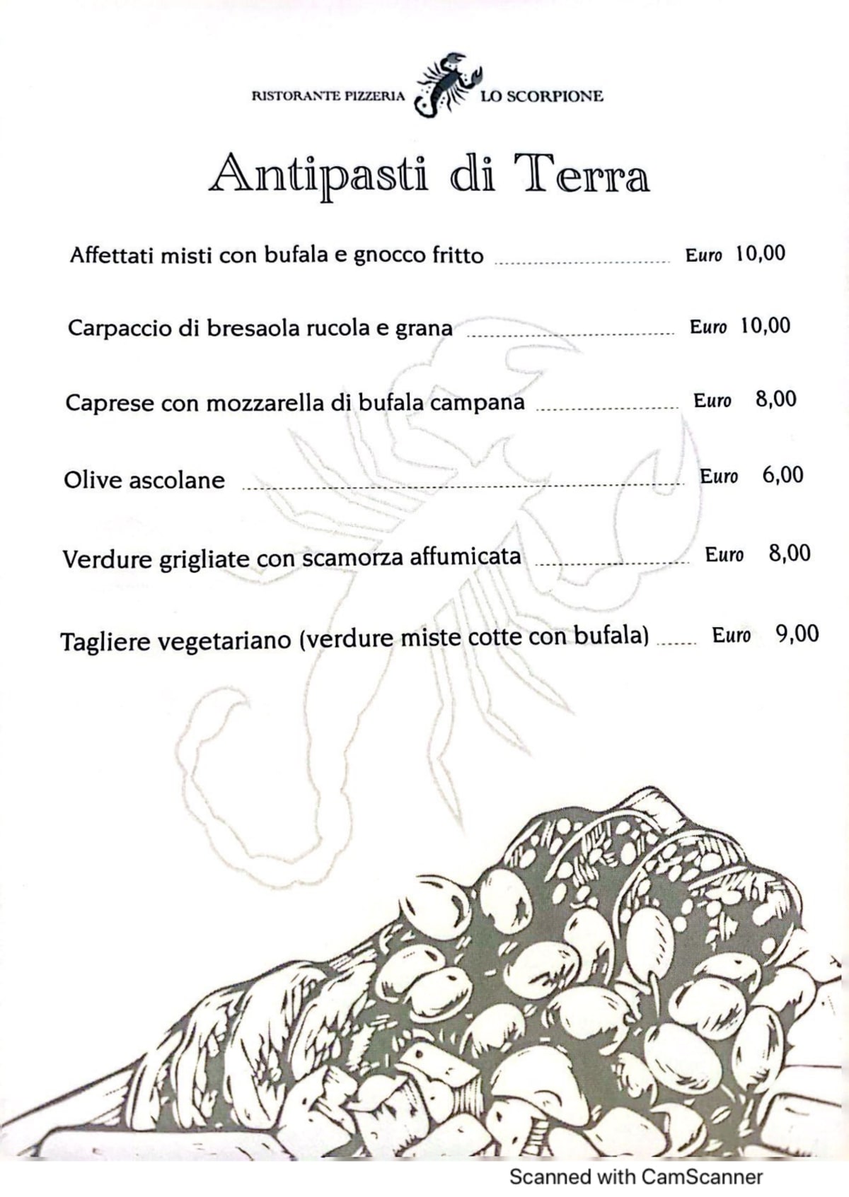 Ristorante Lo Scorpione menu