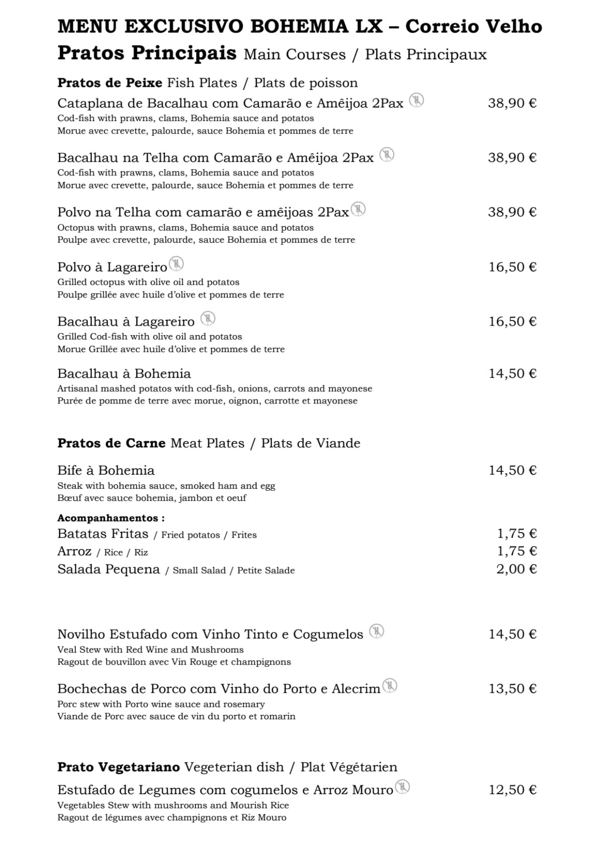 Bohemia Lx - St António Casa de Fado menu