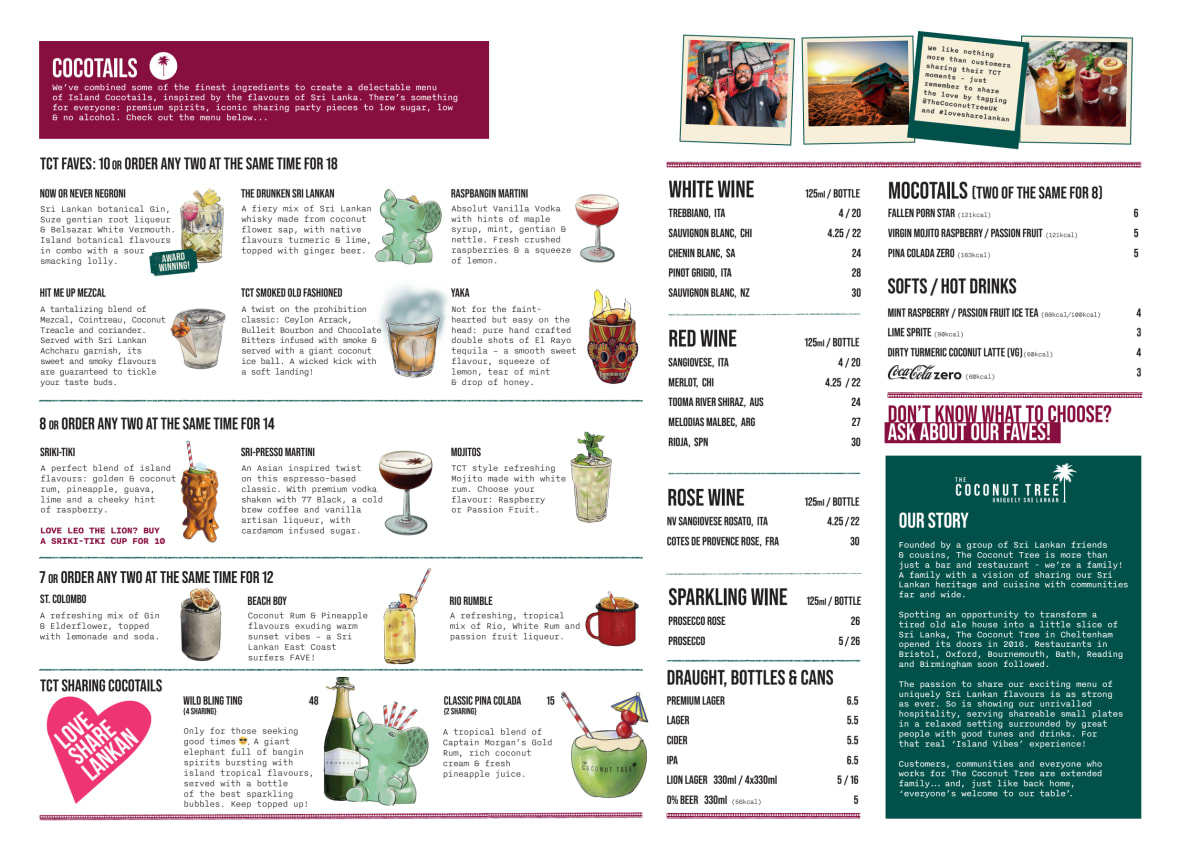 Menu 2024 The Coconut Tree Bristol Gloucester Road in Bristol TheFork