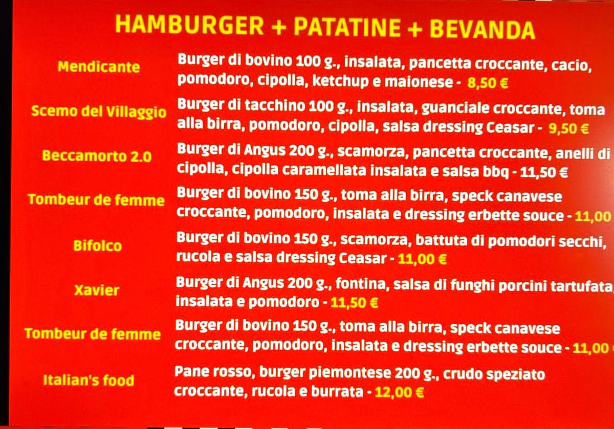 I Birrattieri Saxa Rubra menu