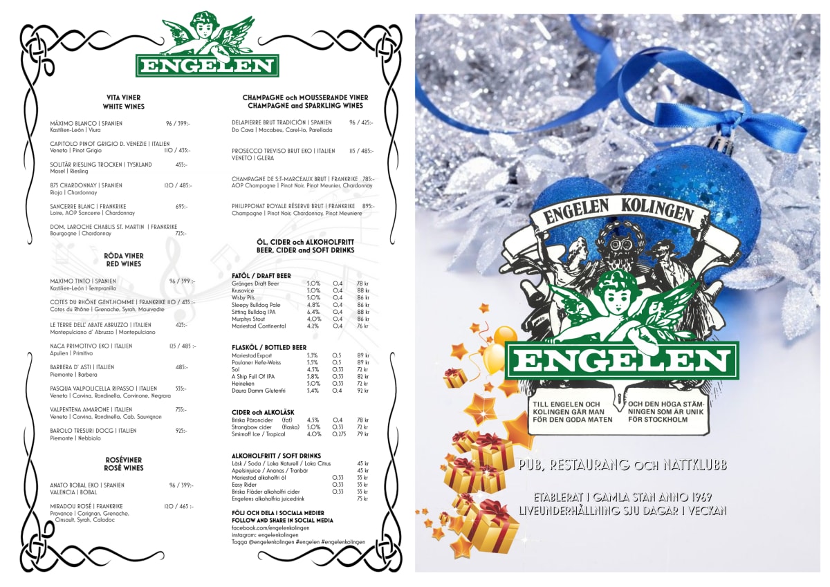 Engelen menu