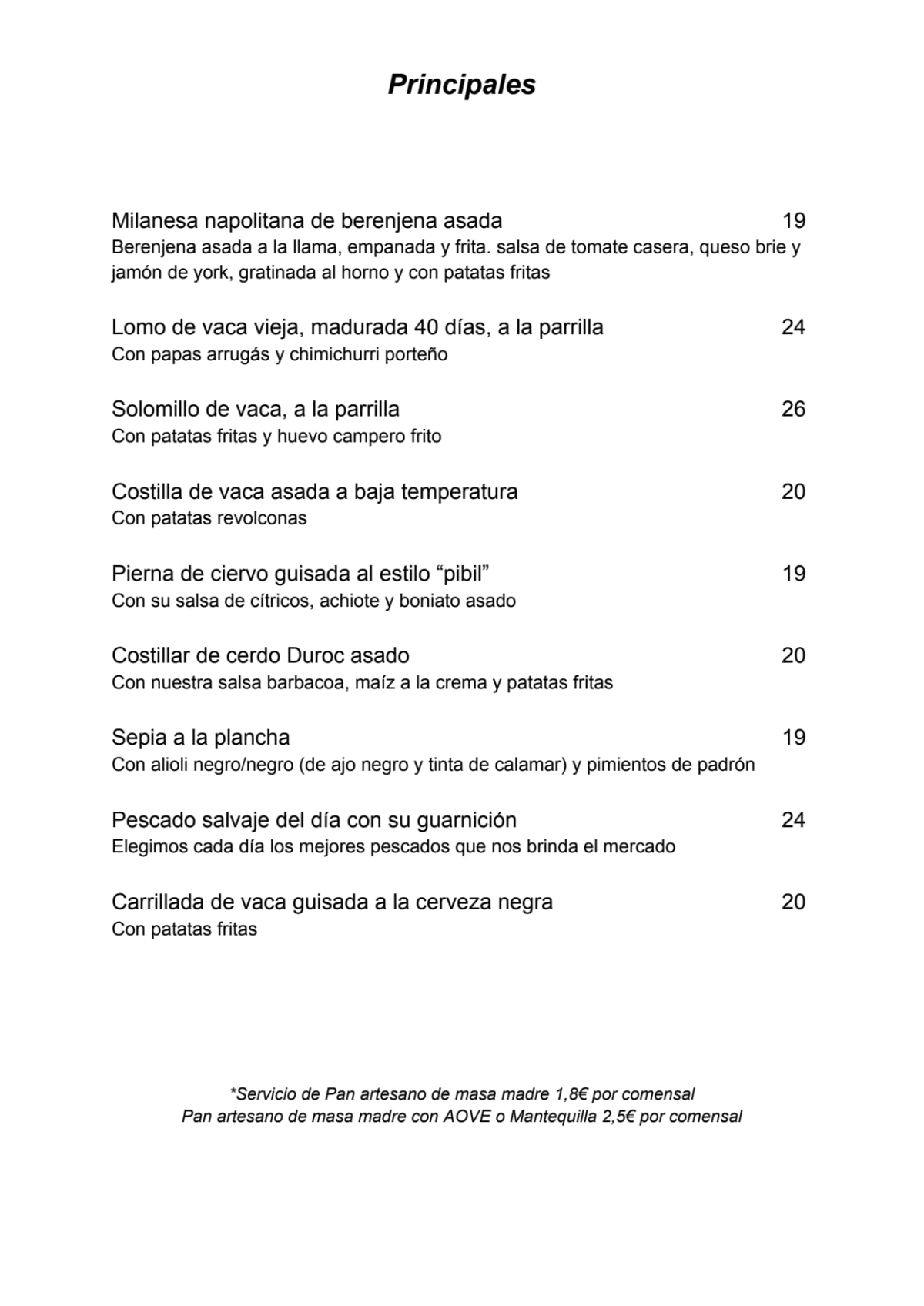 La Burbujería menu