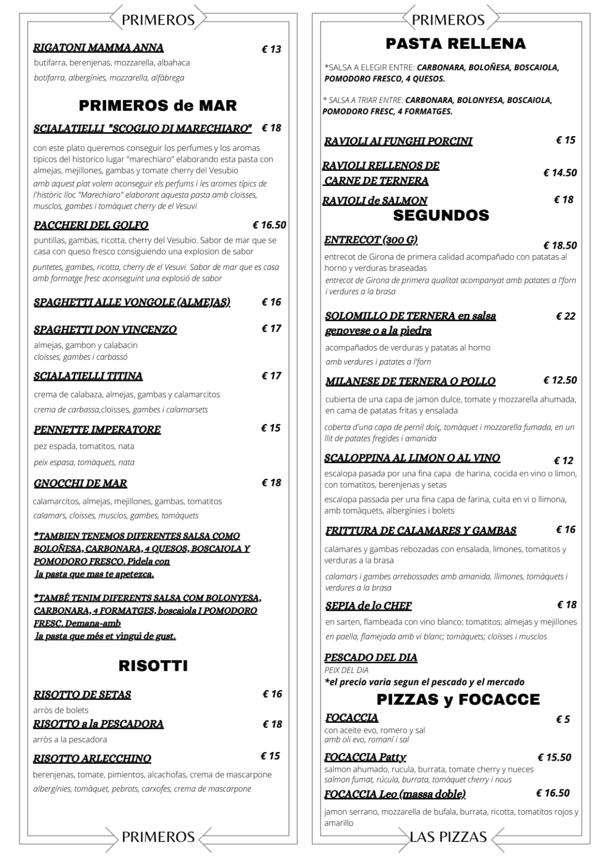 Il Cuore Di Napoli menu