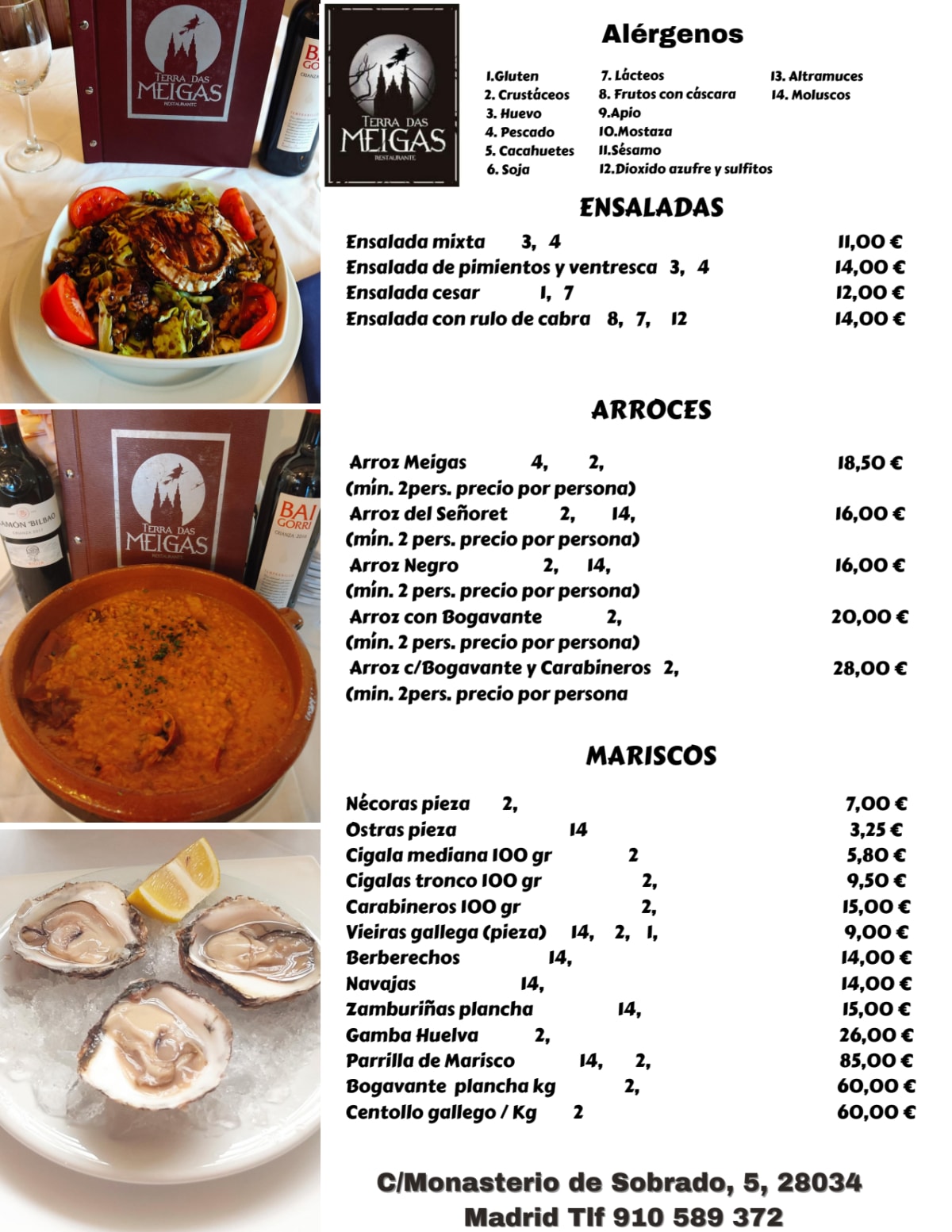 Terra das Meigas menu