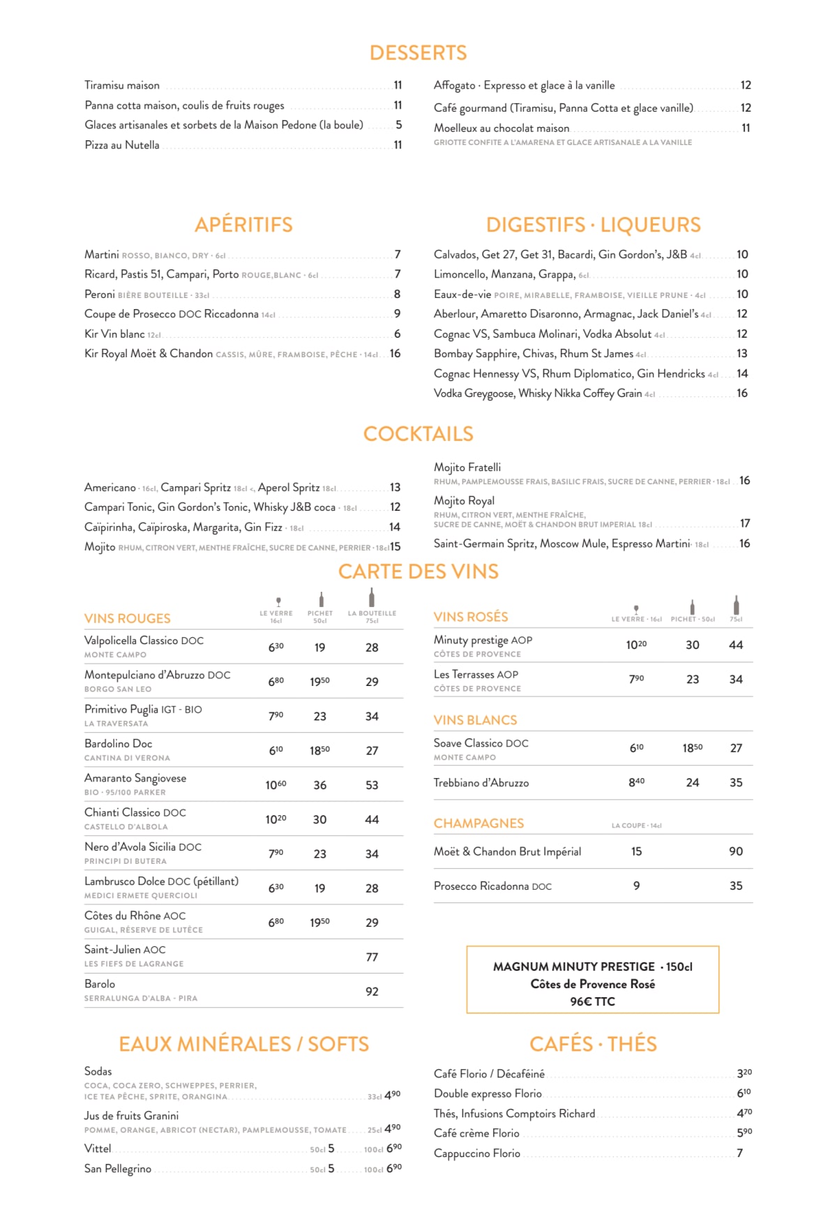 Lino Ristorante menu