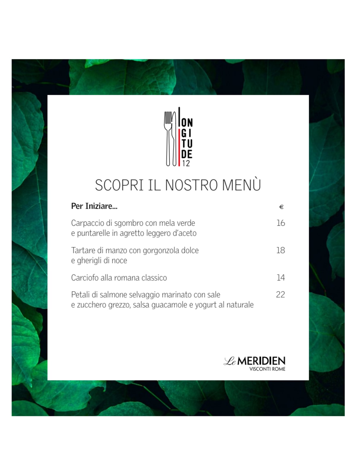 Longitude 12 Bistrot & Jardin menu