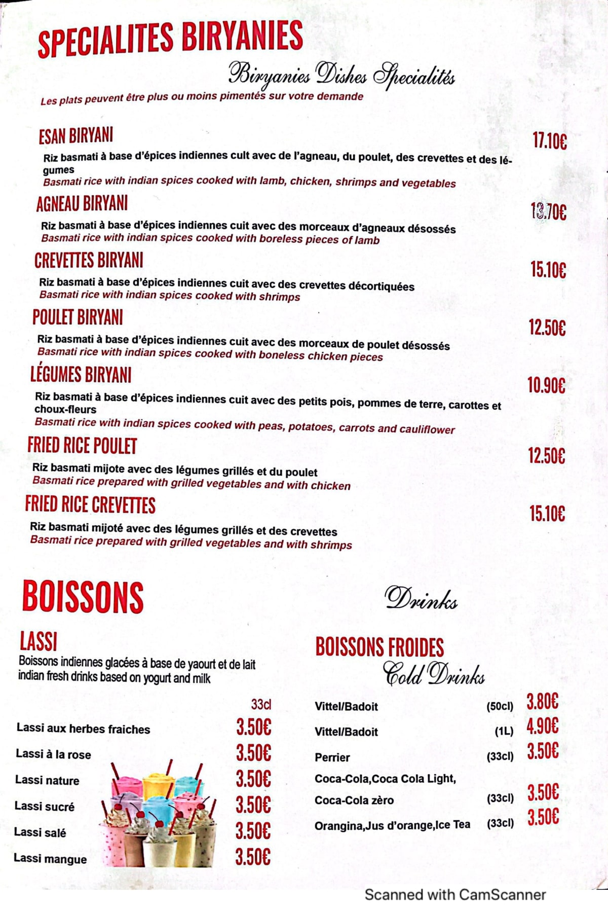 Allo Tandoori menu