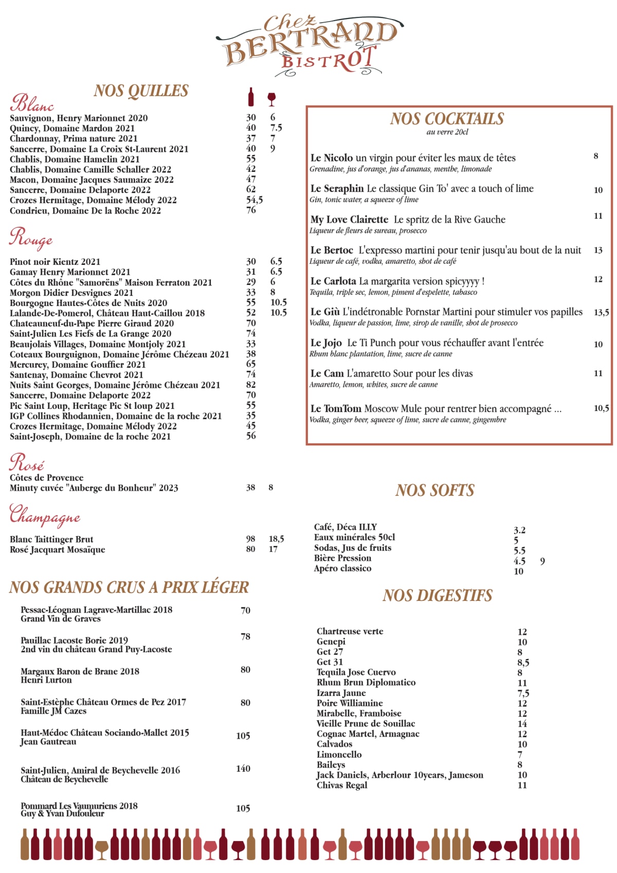 Chez Bertrand menu