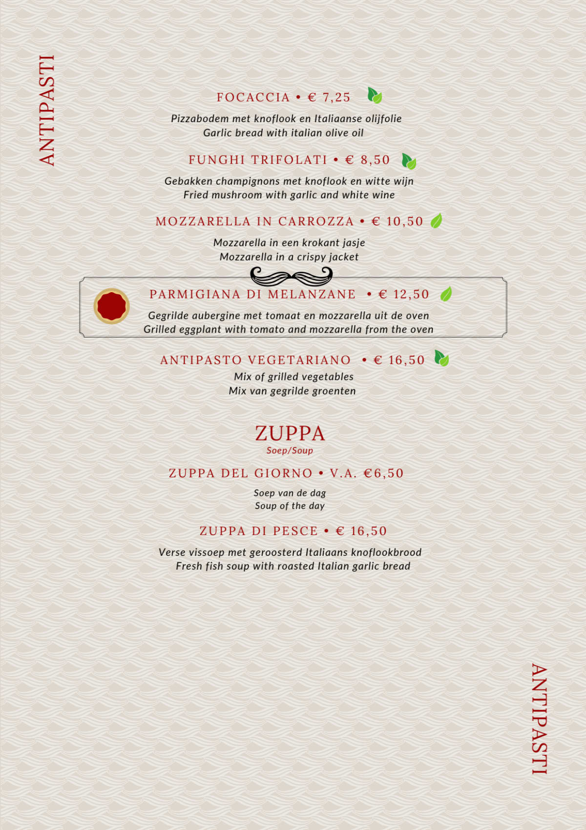 Ristorante Il Primo menu