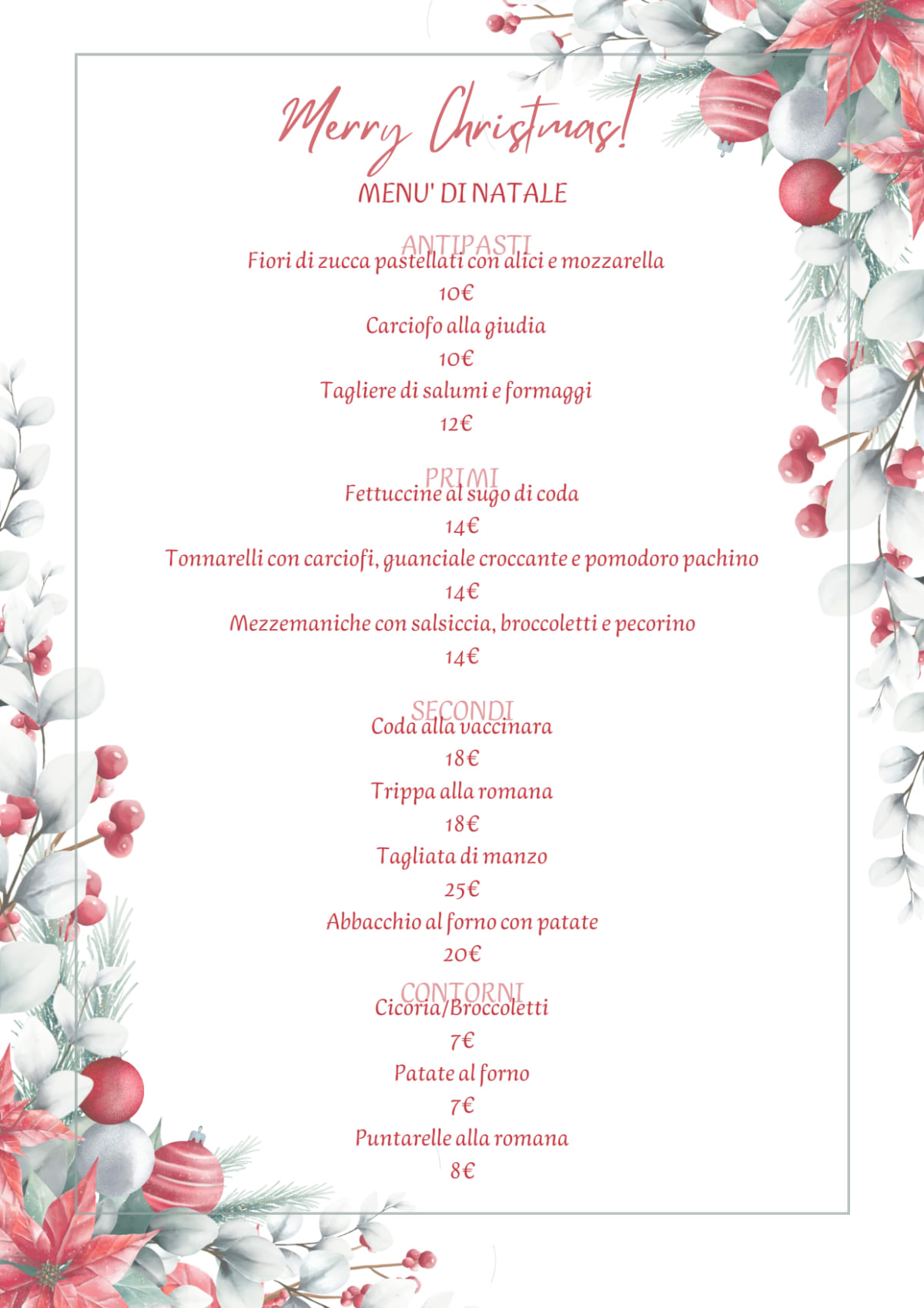 Osteria delle Commari menu