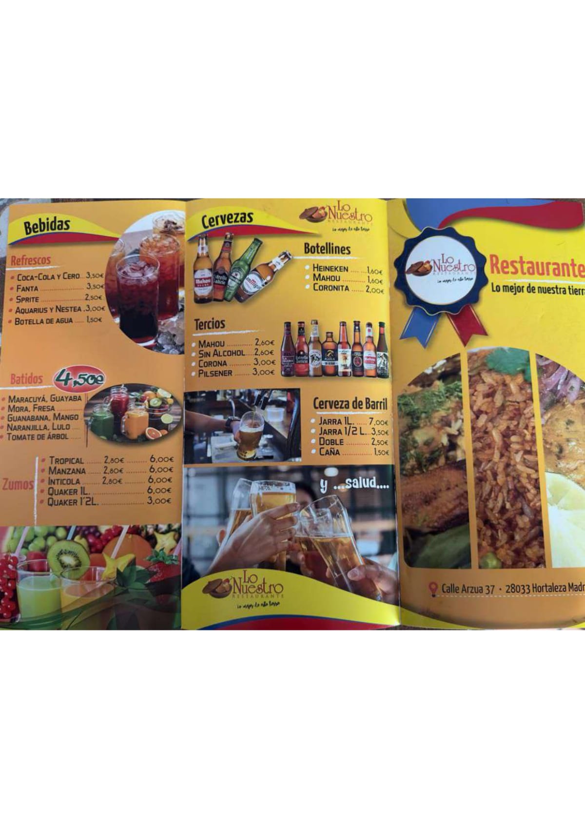 LO NUESTRO menu