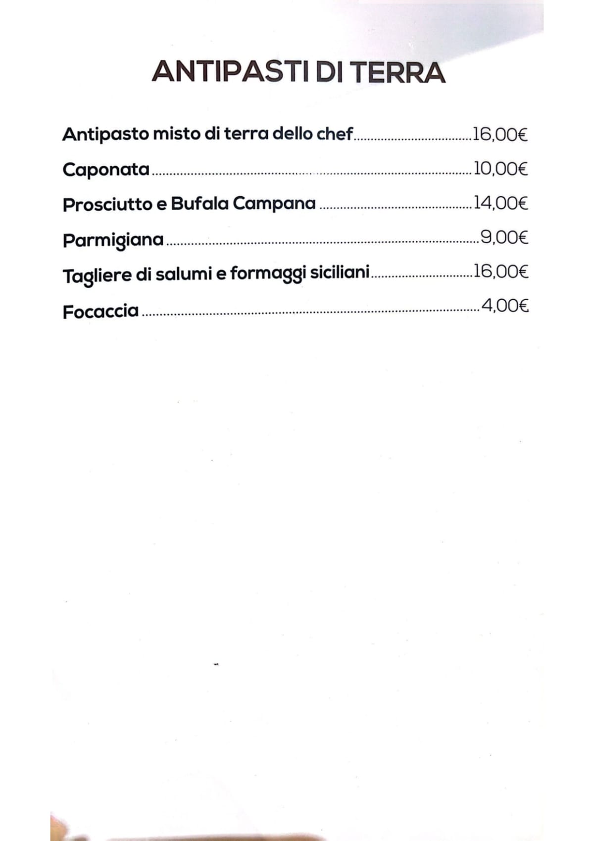 Squisito Vescovio menu