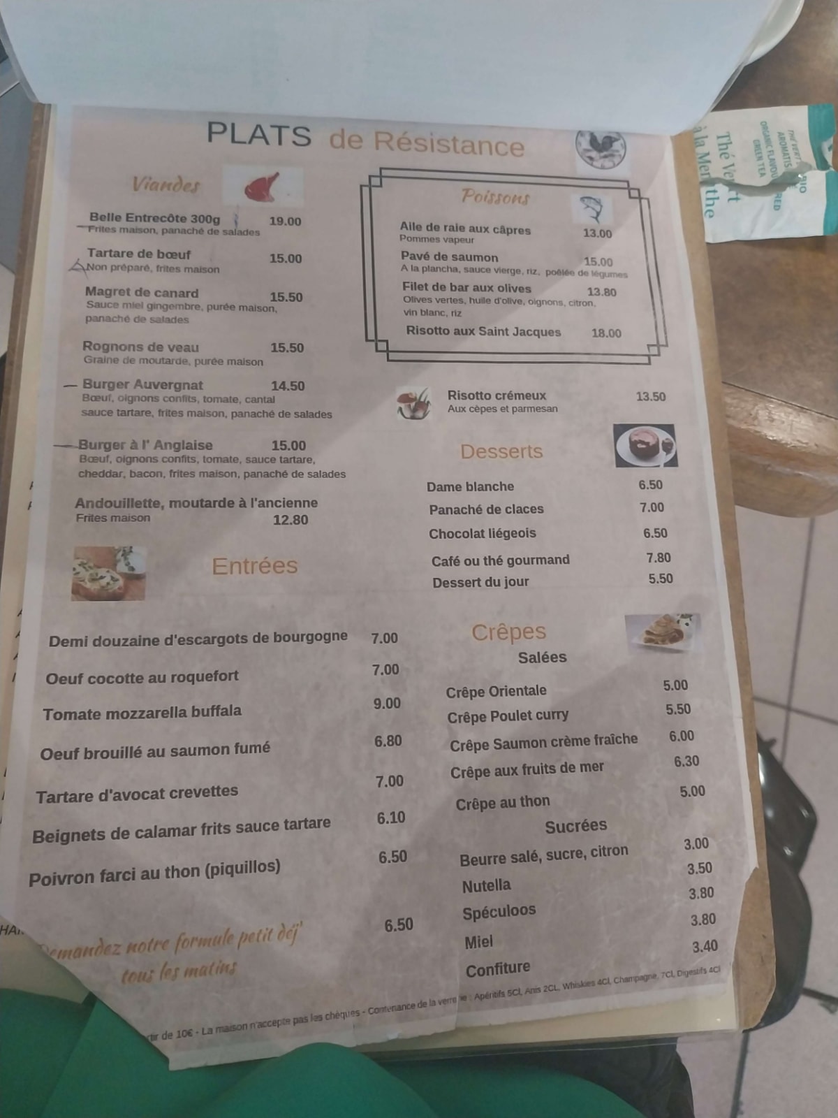 La Nouvelle Gare menu