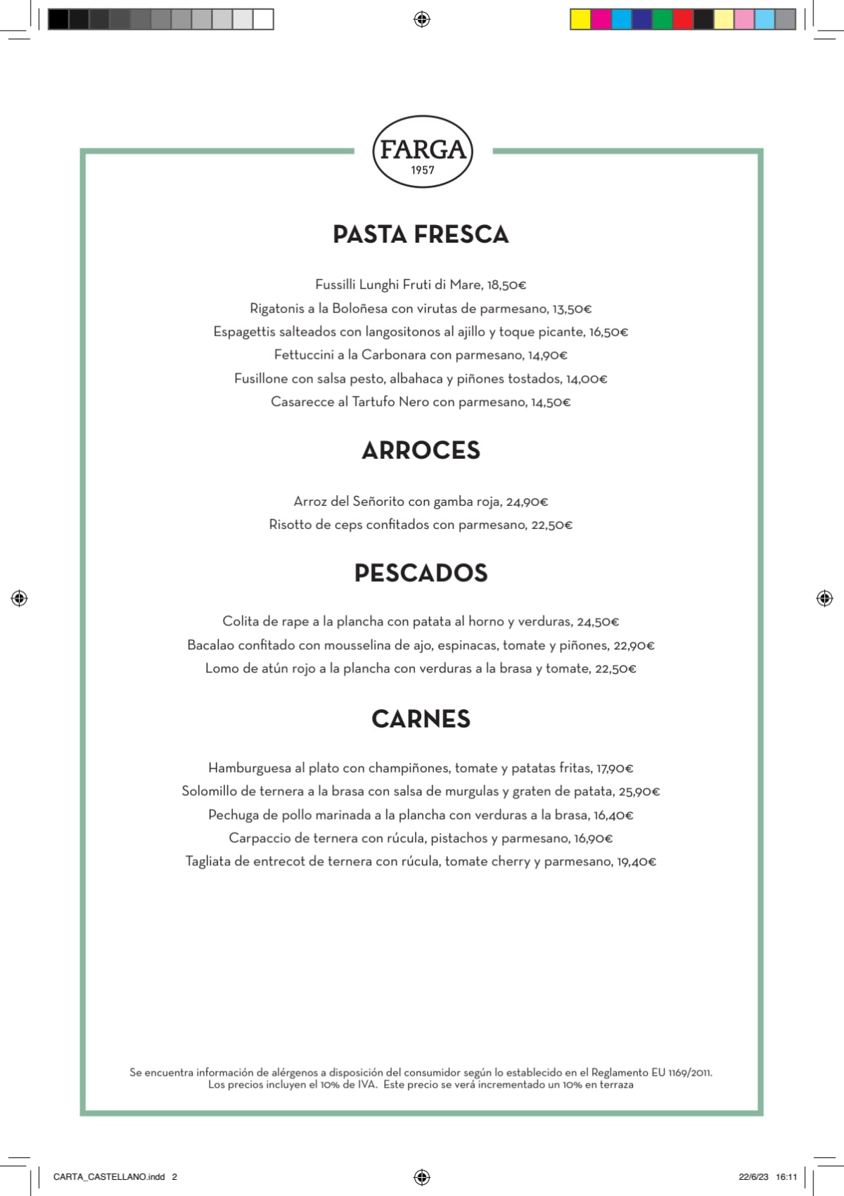 Farga de Beethoven menu