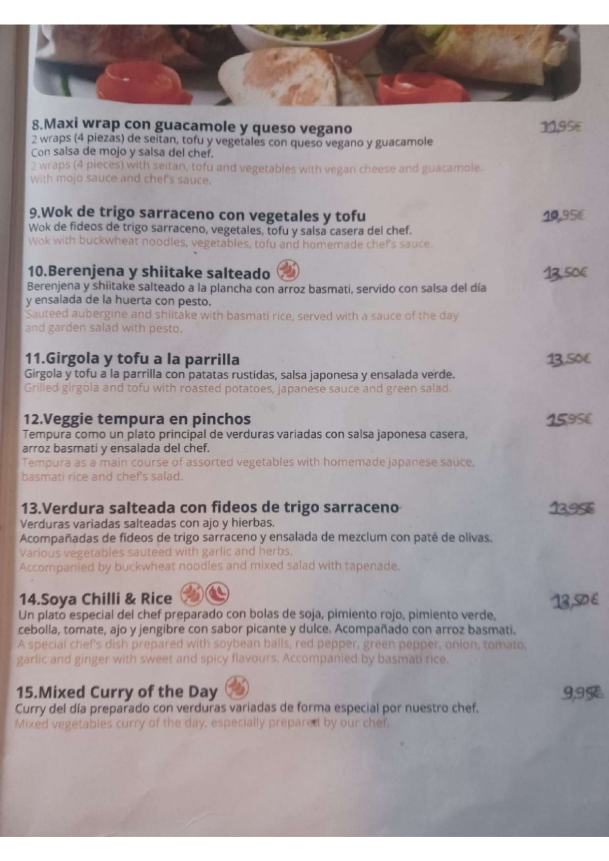 Veggie Garden Gran Vía menu