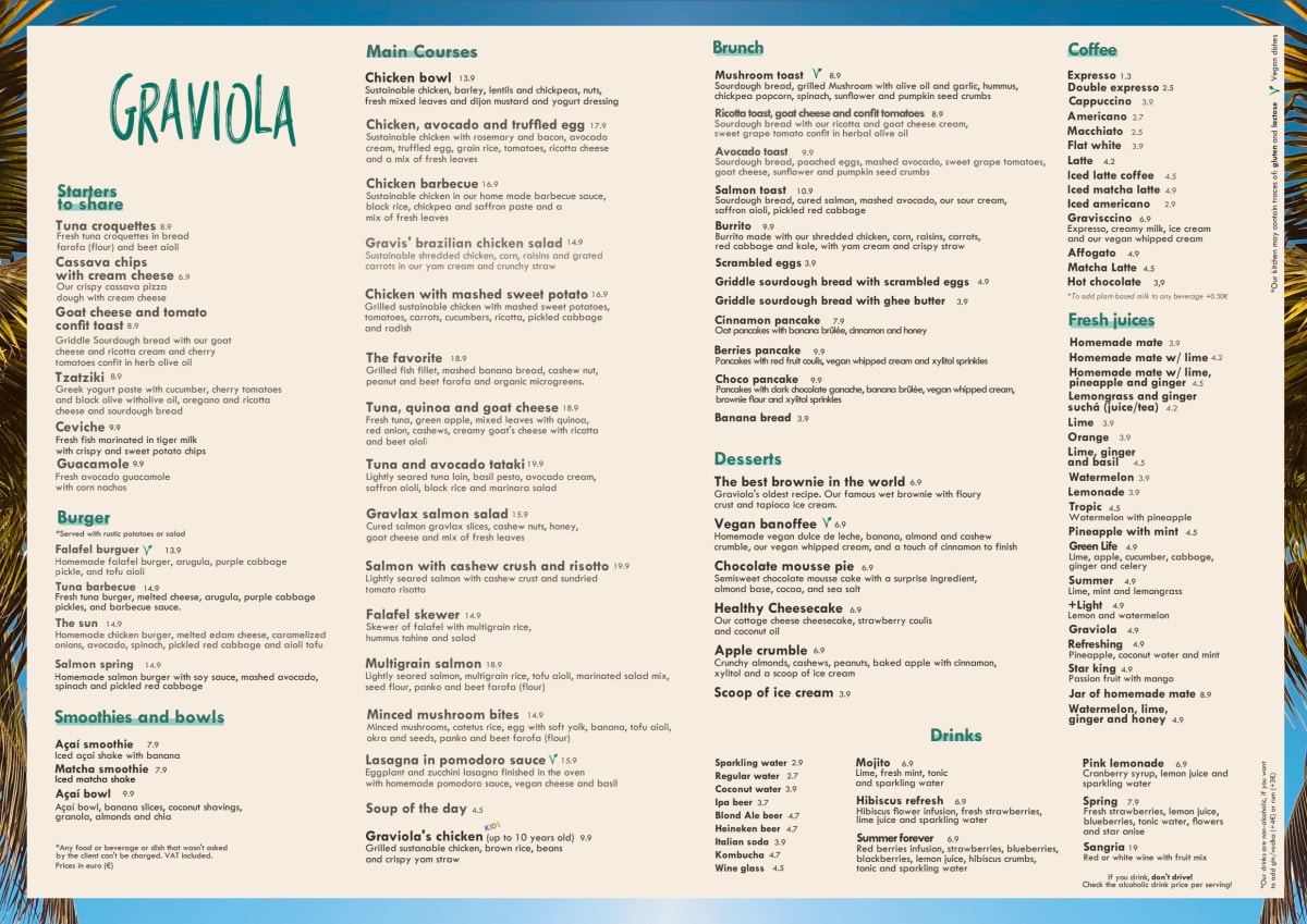 Casa Graviola menu