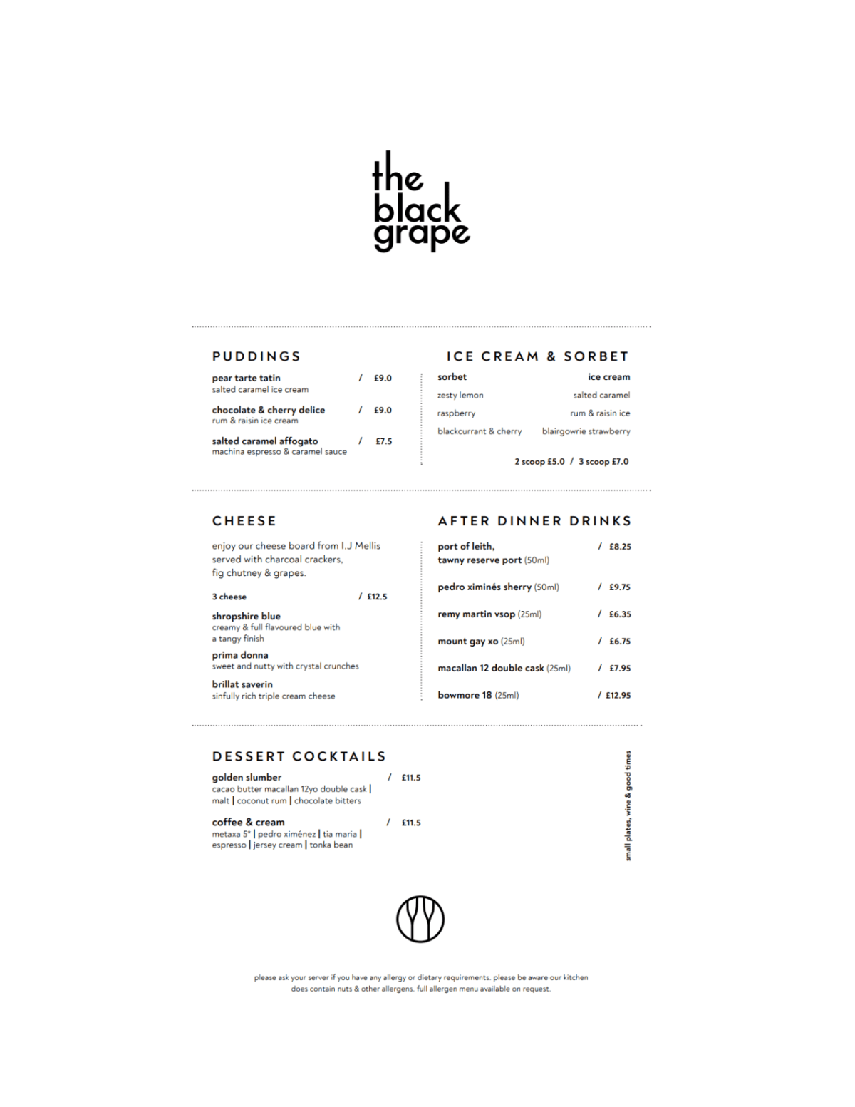 Menu 2024 The Black Grape in Edinburgh TheFork