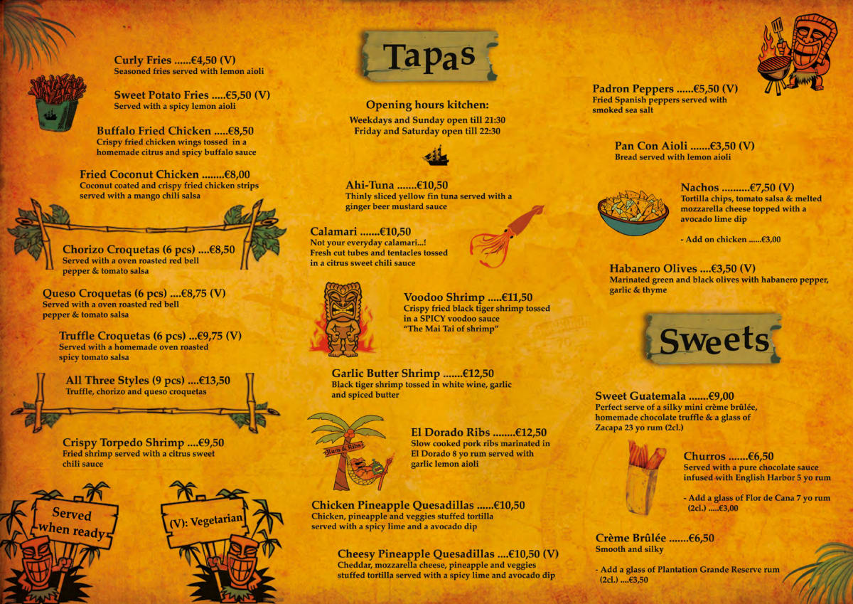 Rum Barrel menu