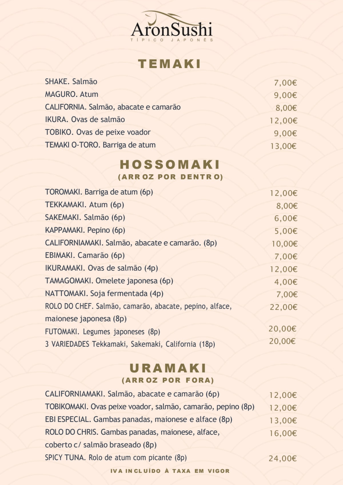 Aron Sushi - Estefânia menu