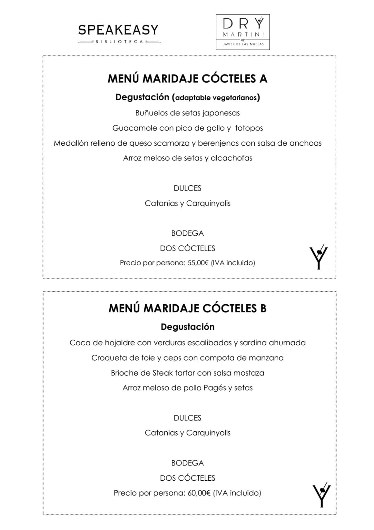 Menu 2024 Dry Martini Bar in Barcelona TheFork