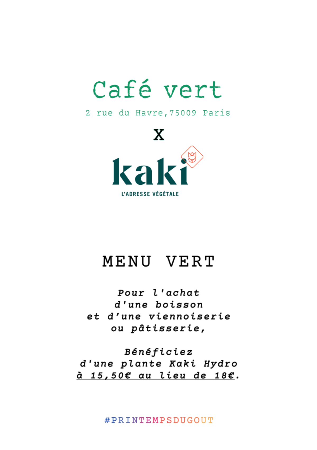 Le Café Vert menu