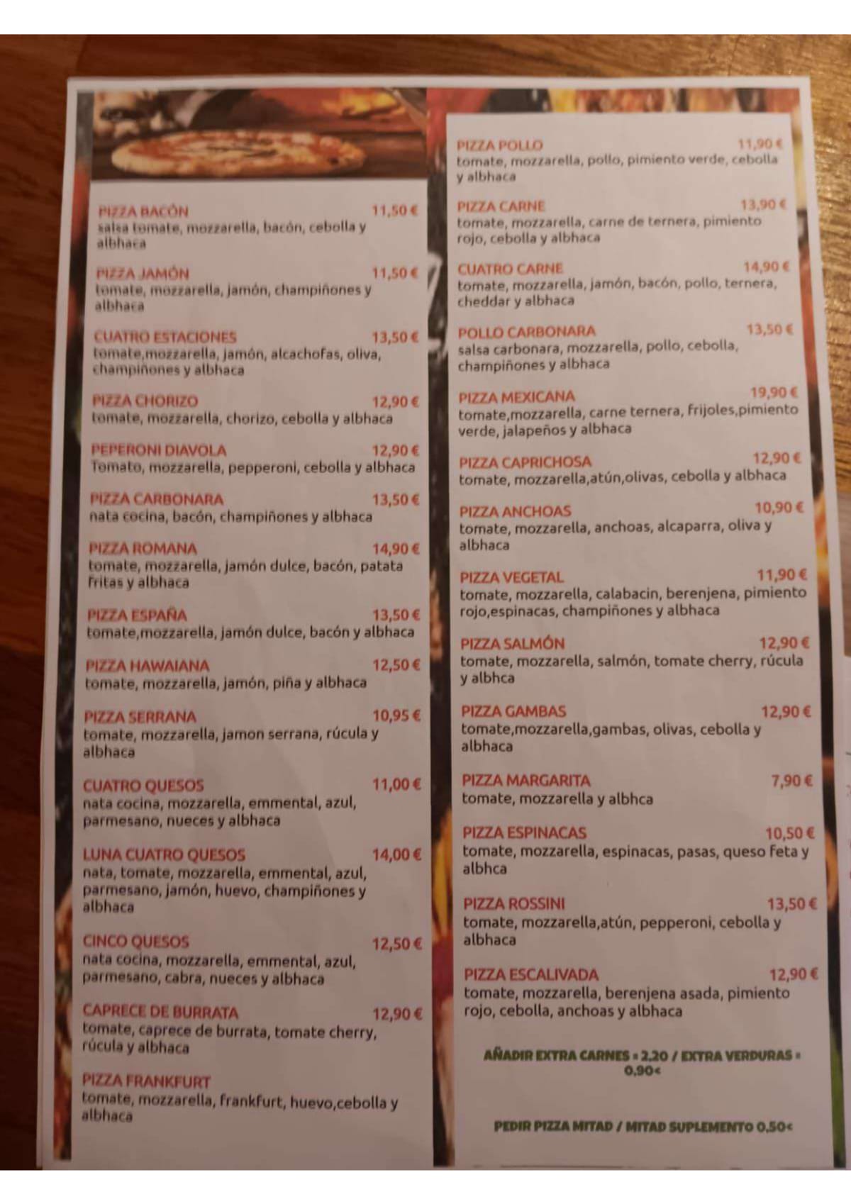 Manso Pizzeria menu