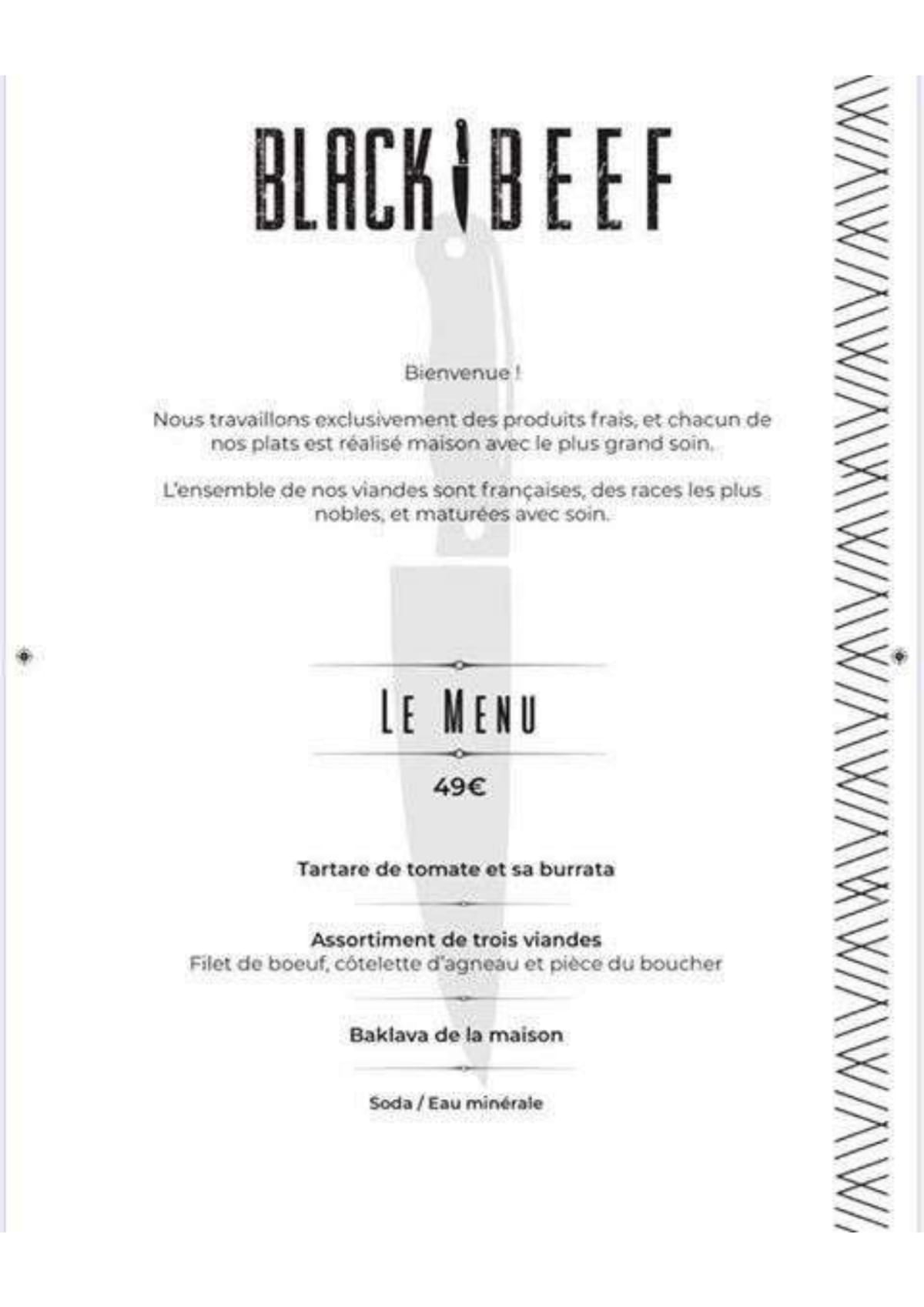 Speisekarte 2024 Black Beef in Montpellier TheFork