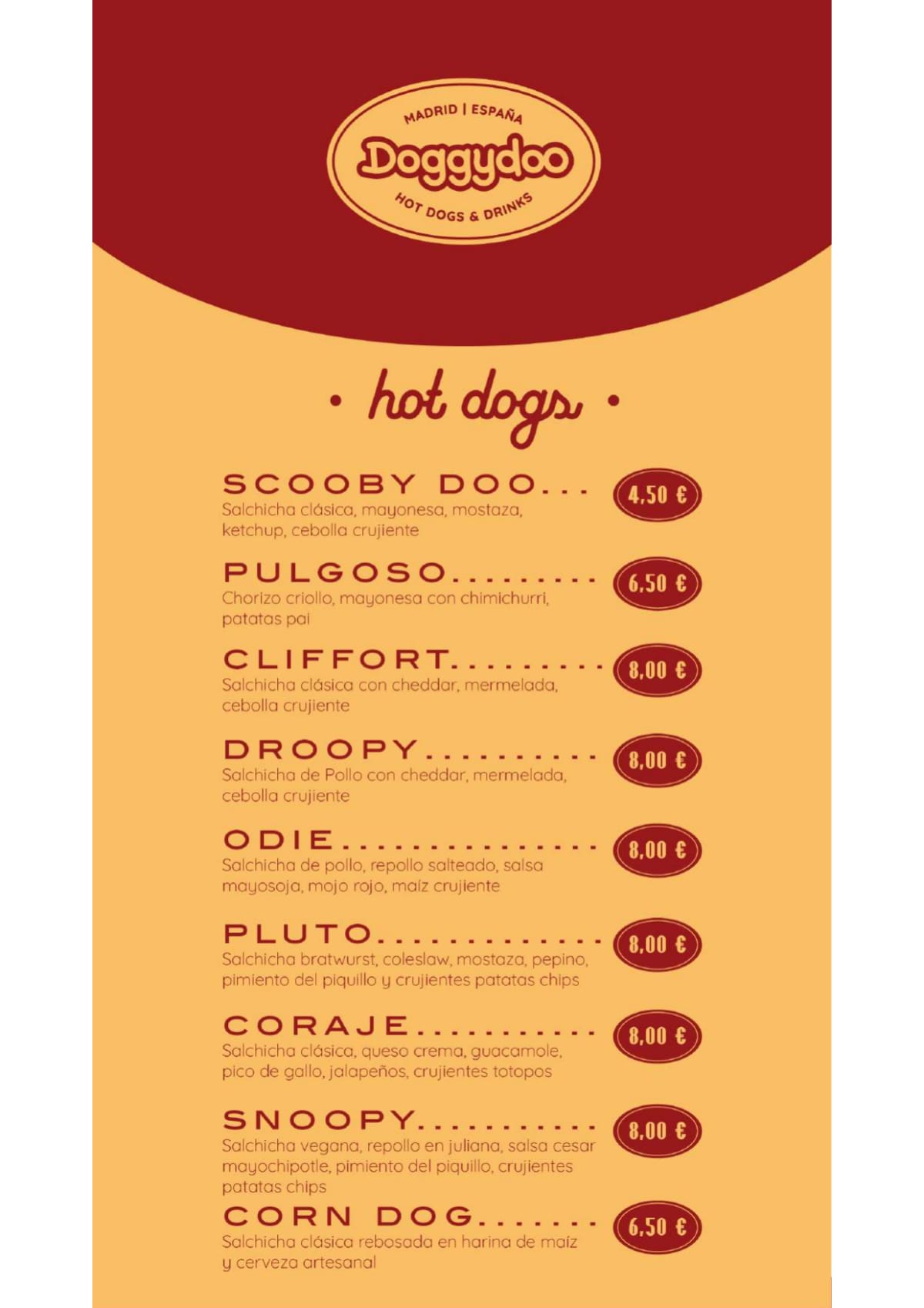 DoggyDoo menu