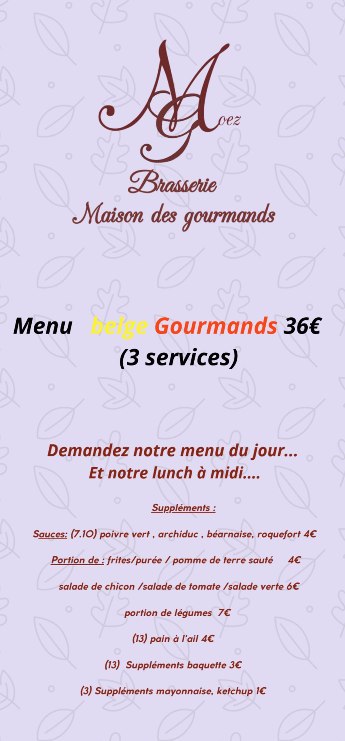 La Maison des Gourmands menu