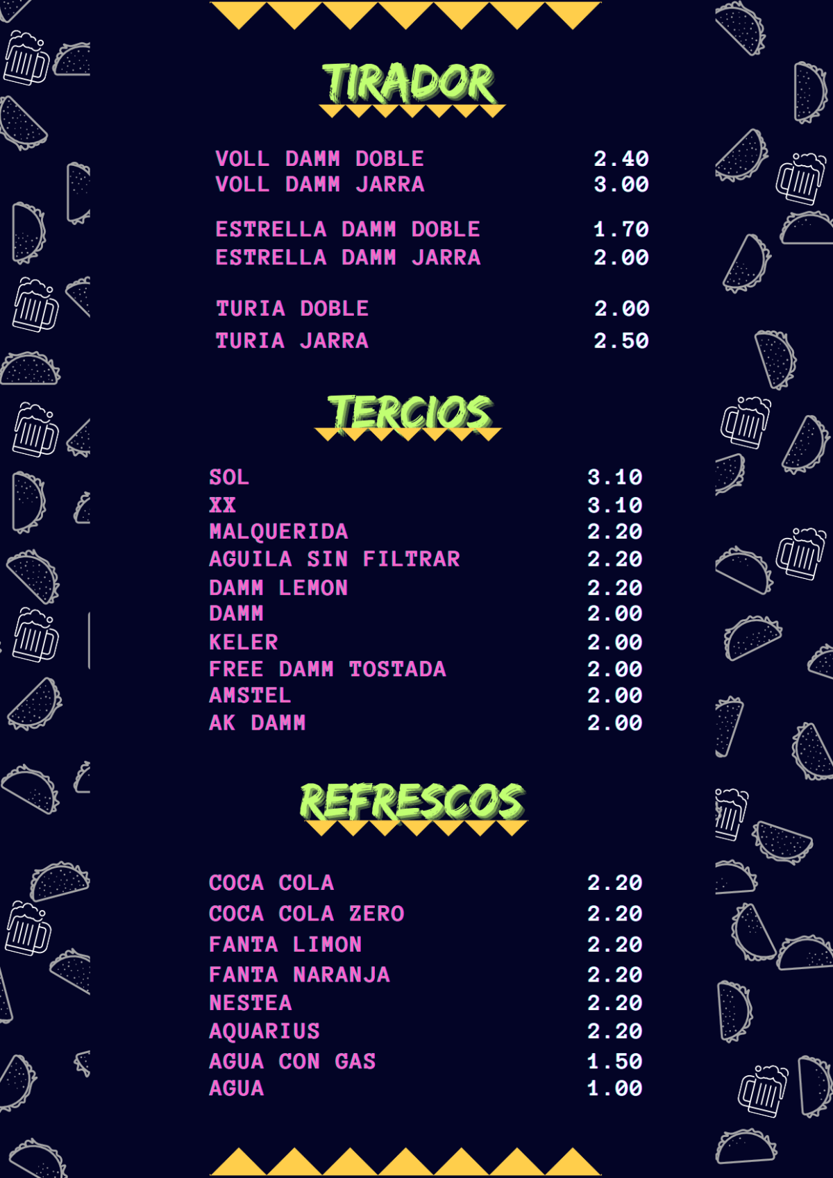 Menu 2024 - XOLO TAQUERIA in Valencia | TheFork