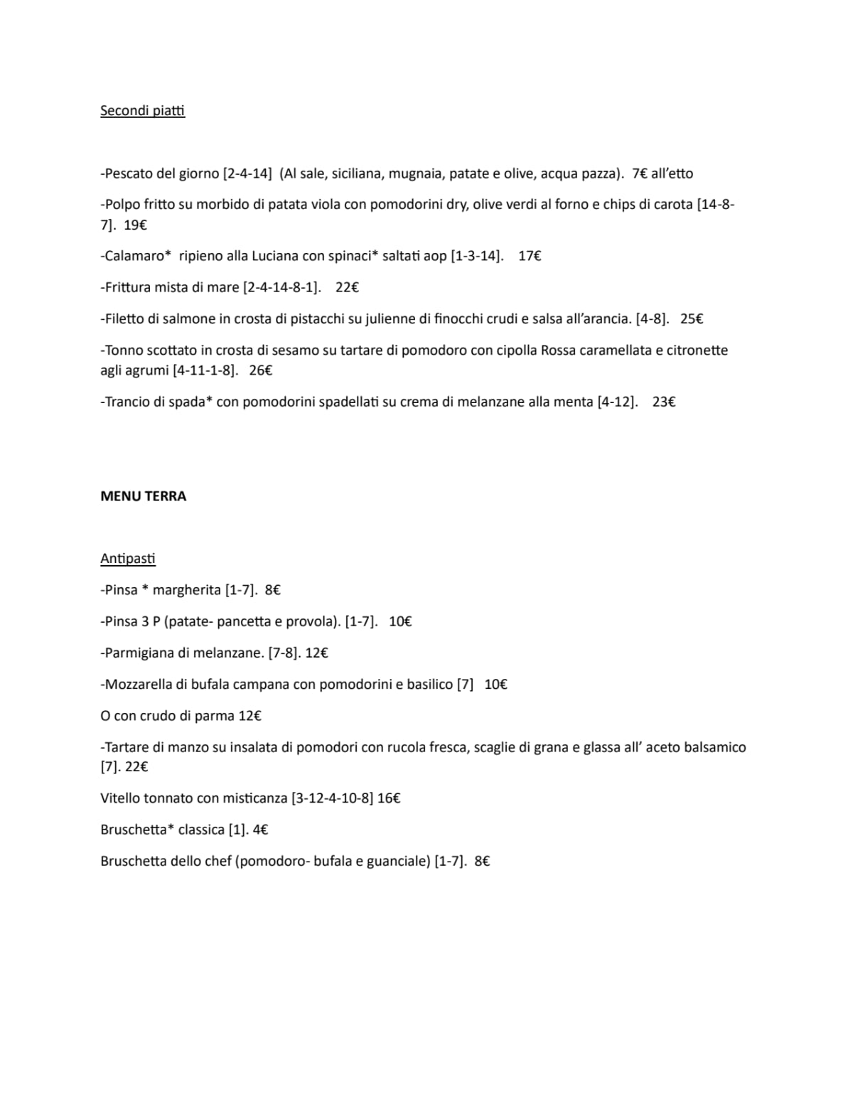 Duemme Milano - Food Experience menu