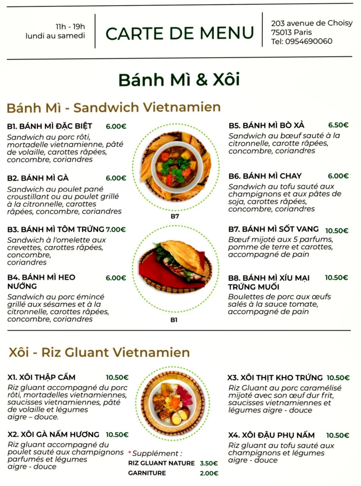 Bà Ba menu