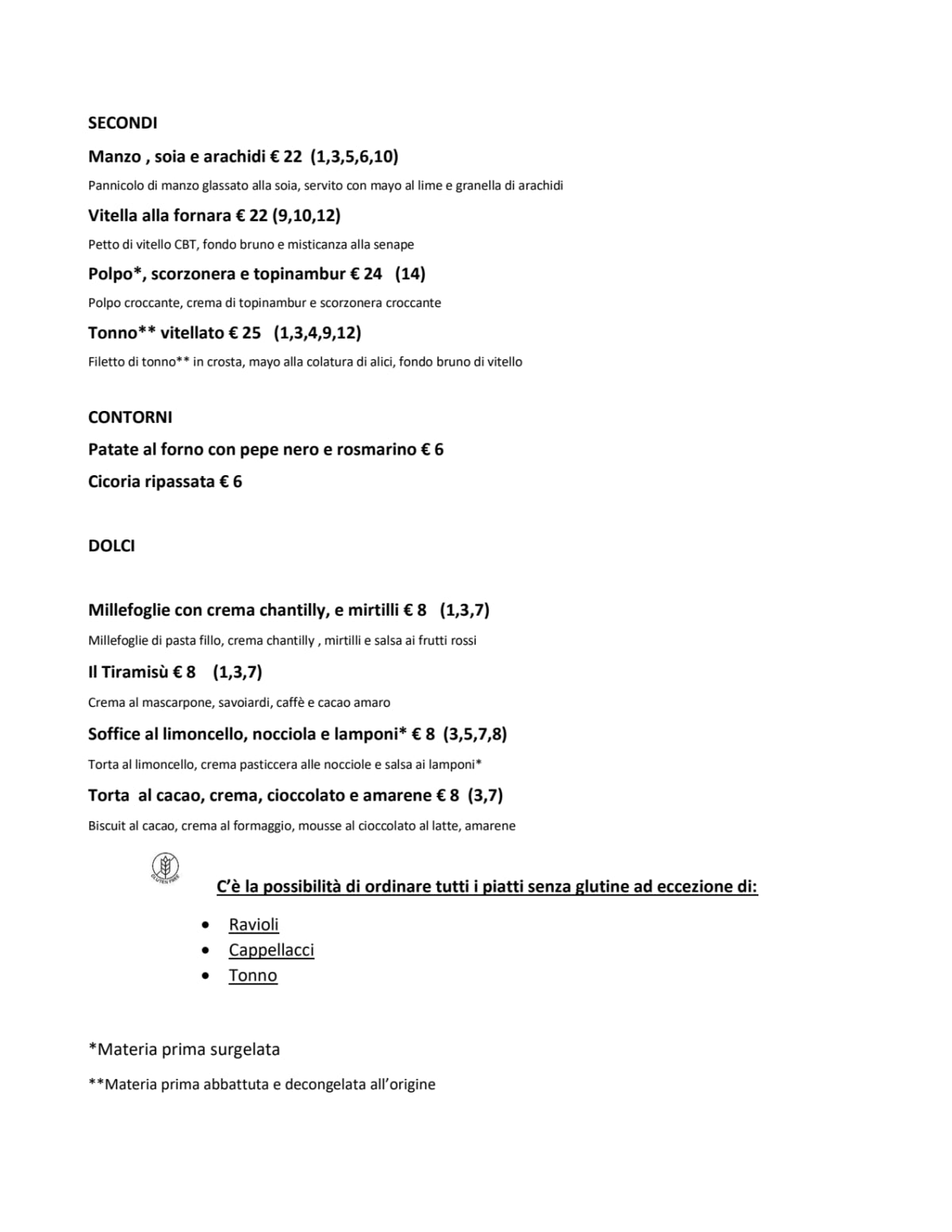 Santo Trastevere menu