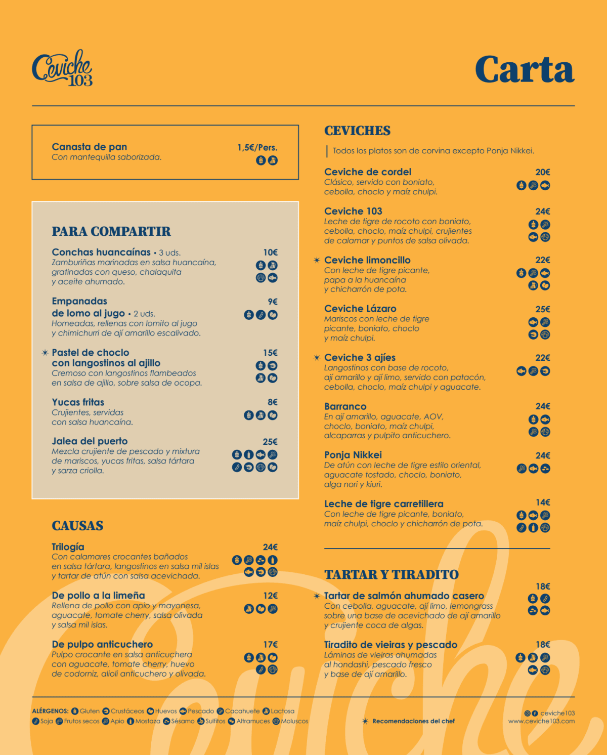 Ceviche103 menu