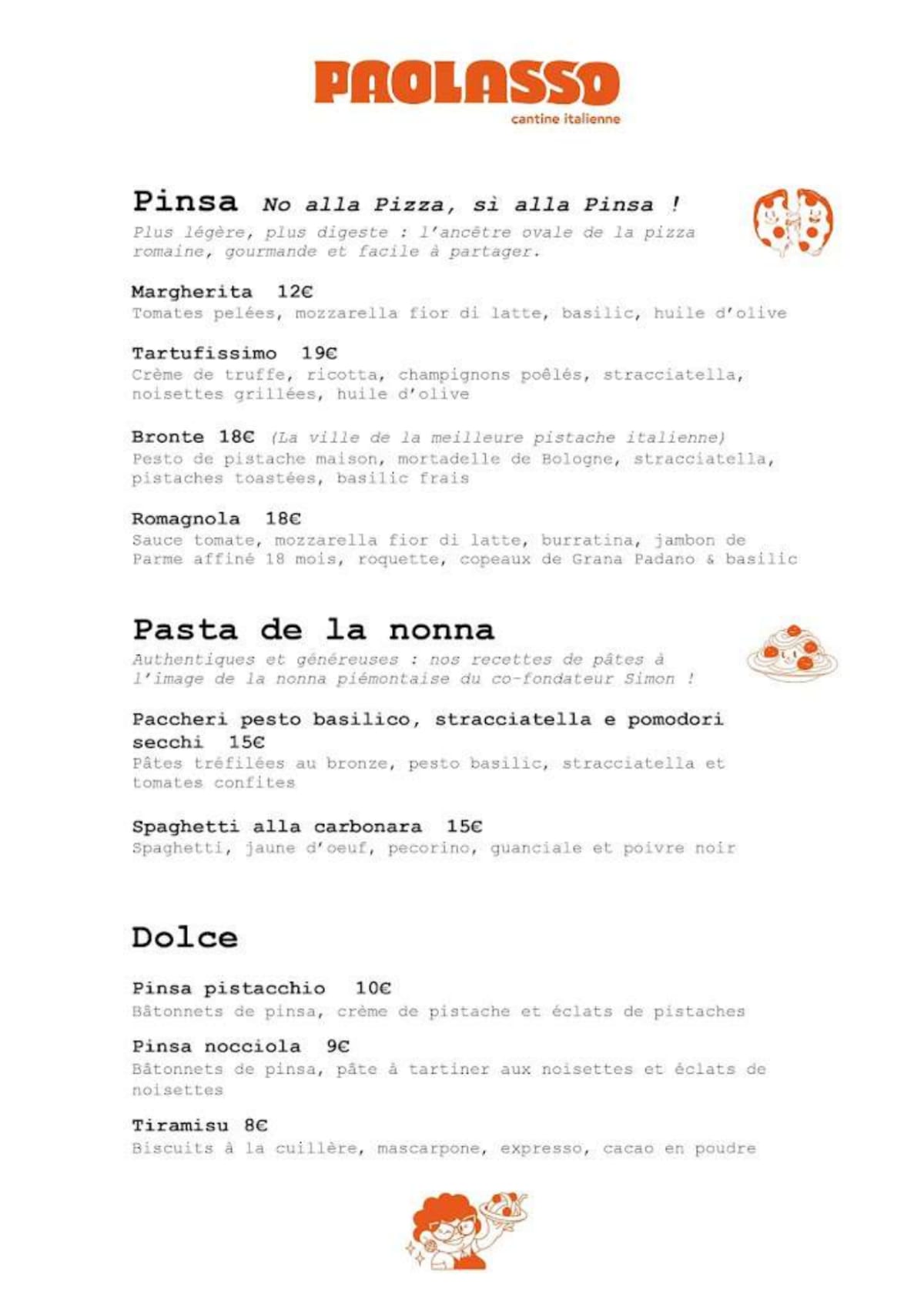 Paolasso menu