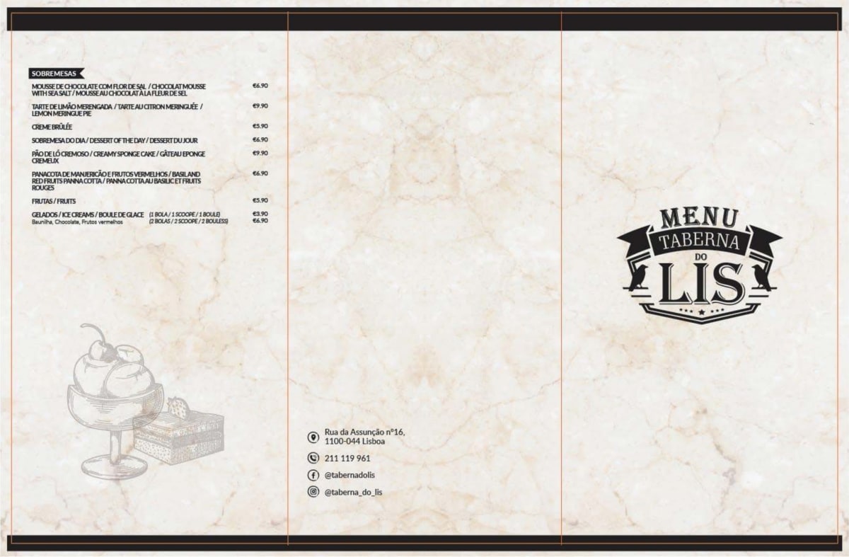 Taberna do Lis menu