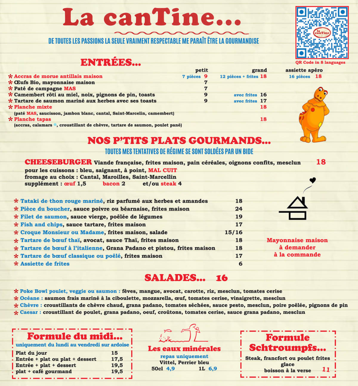 La Cantine de Vincennes menu