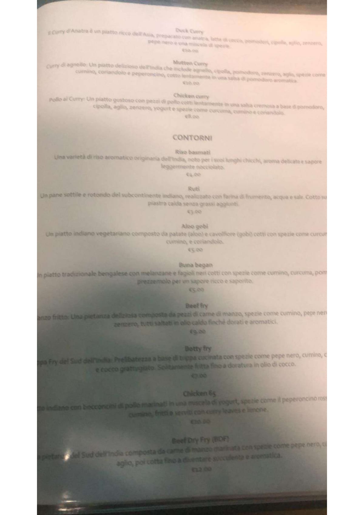 Tiger Tandoori menu