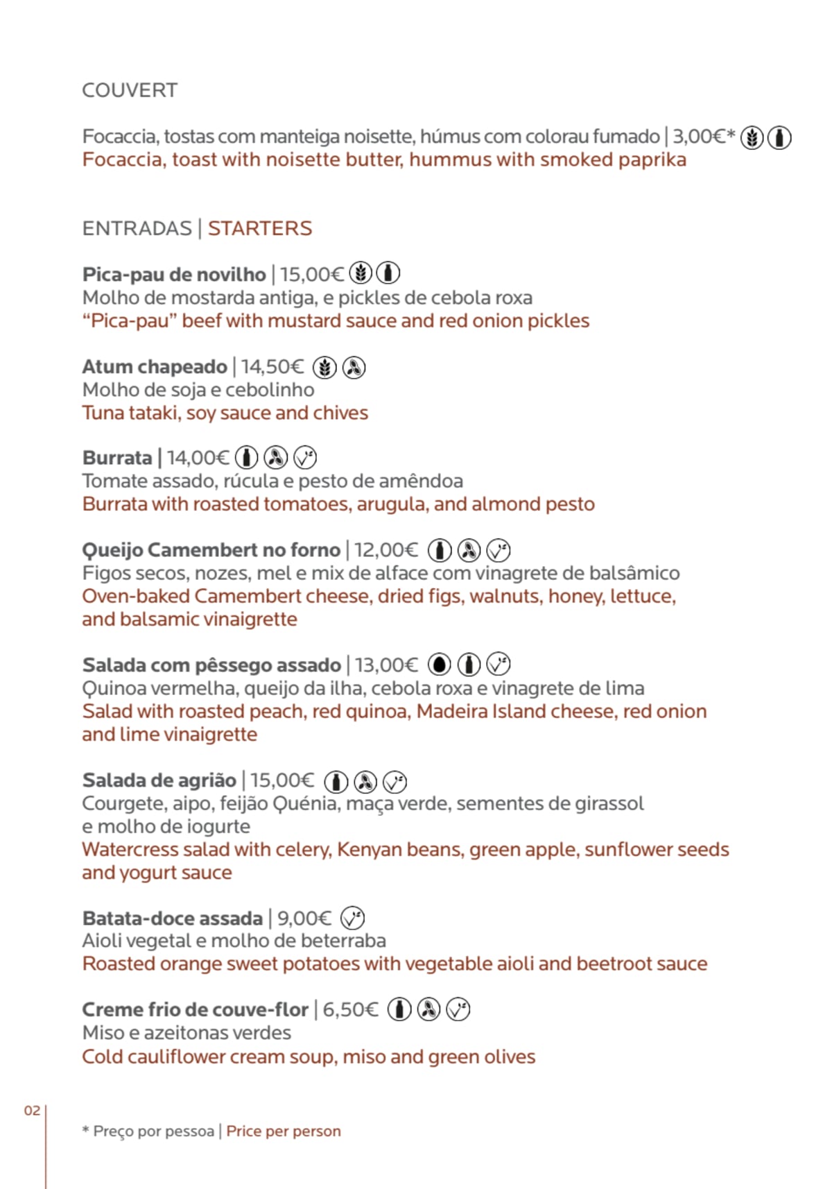 Rendez Vous Bistro menu