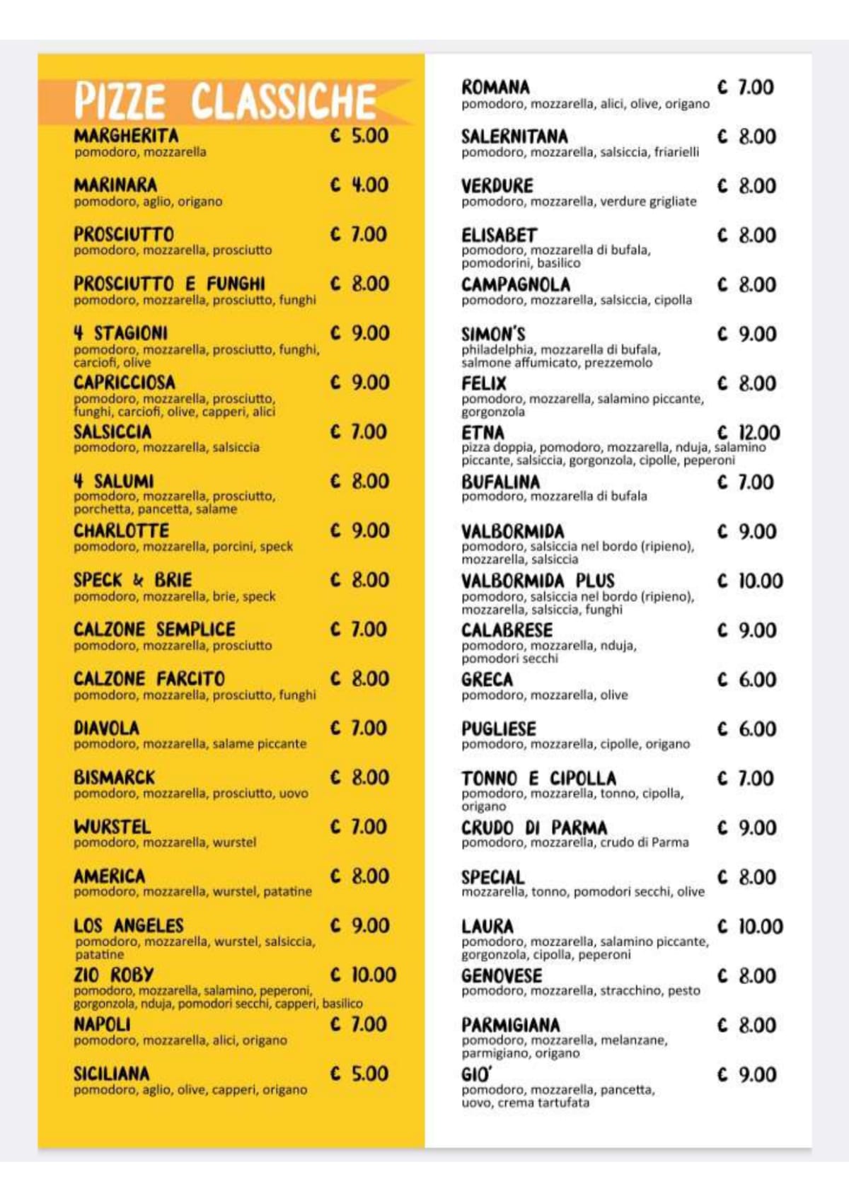 Gios menu sales