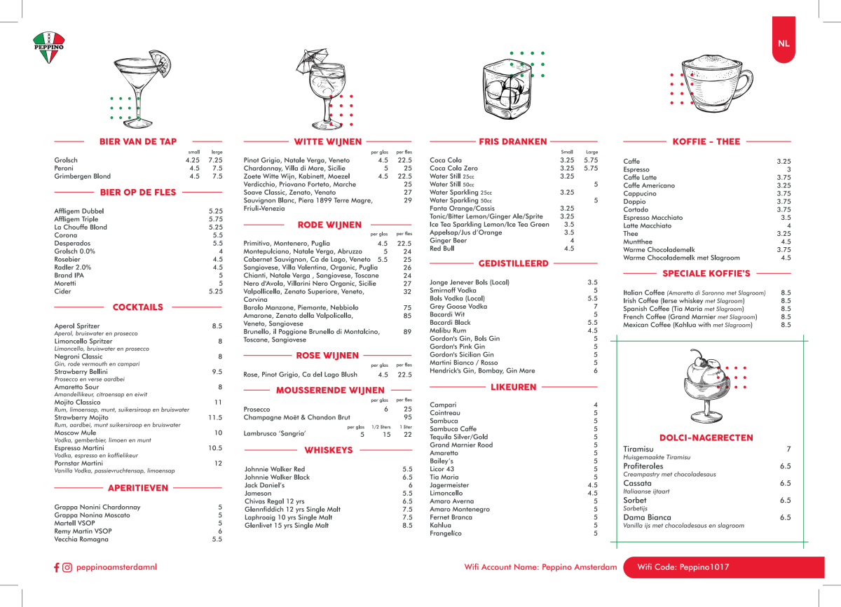Peppino Amsterdam menu