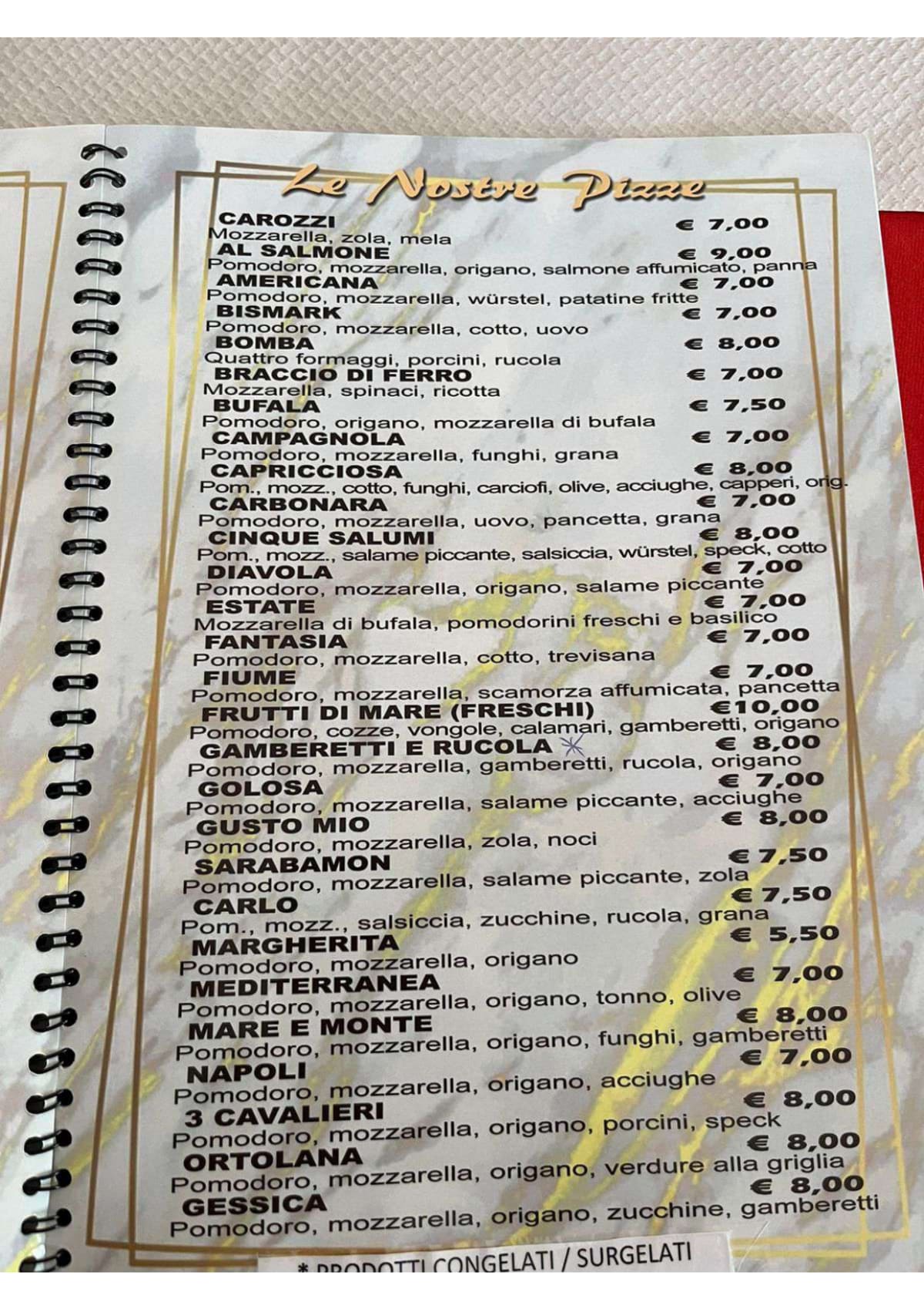 3 Cavalieri menu