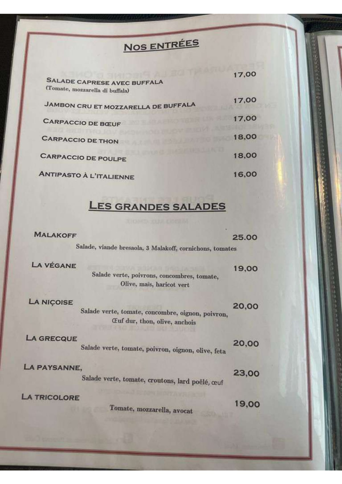 L'Idéal Restaurant Pizzeria Café menu